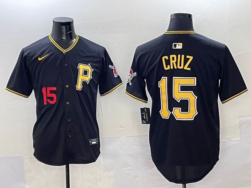 Men Pittsburgh Pirates 15 Cruz Black Game 2025 Nike MLB Jersey style 3